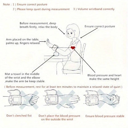 جهاز قياس ضغط الدم الرقمي للمعصم - شاشة LCD، صوت، حقيبة محمولة